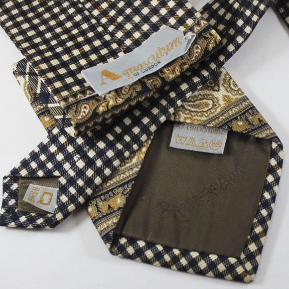 Aquascutum Tie Cream, Gold & Black Deco, 100% Silk - Picture 4 of 5
